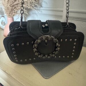 Black Studded Women's Bag jewel buckle